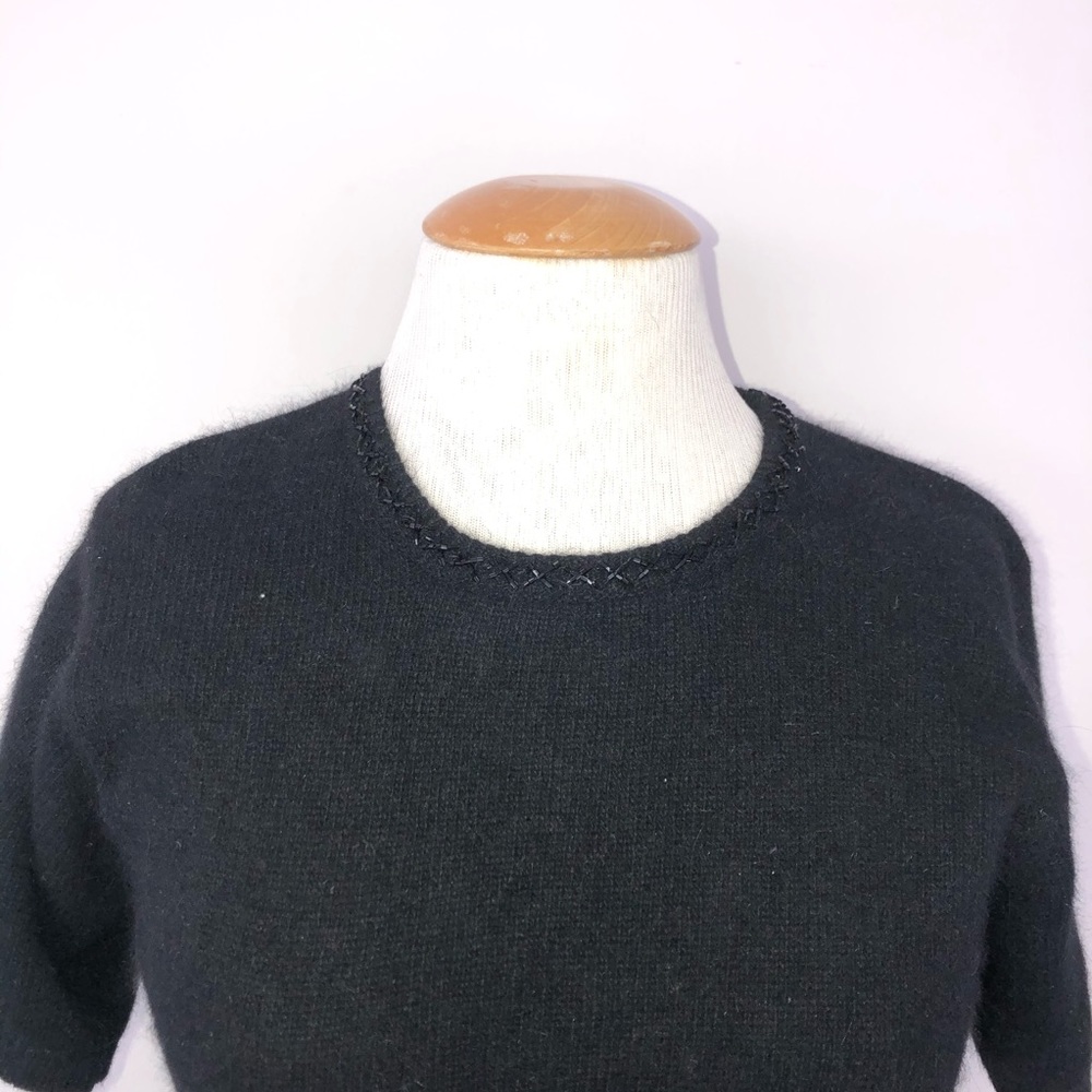 Vintage angora lambswool short sleeve beaded top